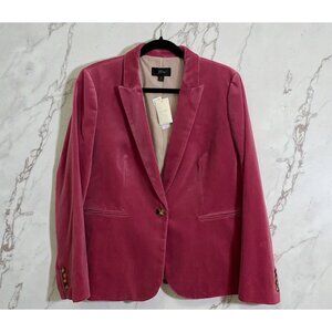 J.Crew Parke Blazer Womens Size 18 Pink Velvet Single-Button Jacket Lined